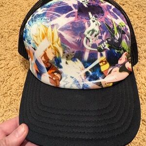Dragon Ball Fighterz Anime Graphic Trucker Hat - Black and Multicolor